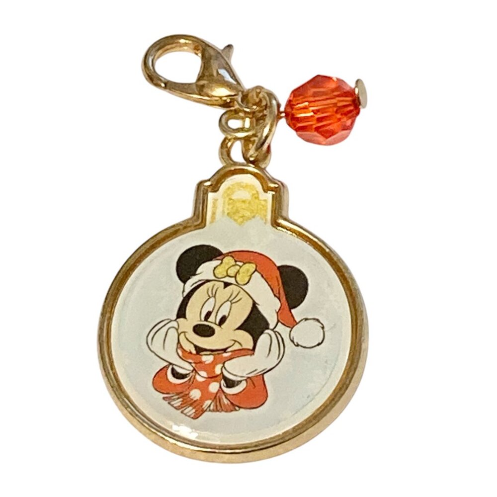 Vintage Disney Christmas Minnie Mouse Clip On Charm Bow Zipper Pull Santa Hat
